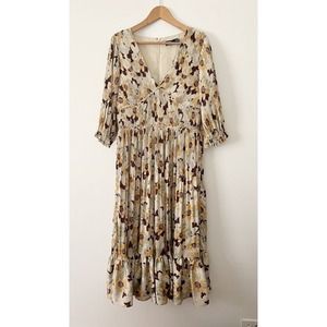 Ralph Lauren Polo Floral Pleated Satin Dress NEW 10 $698